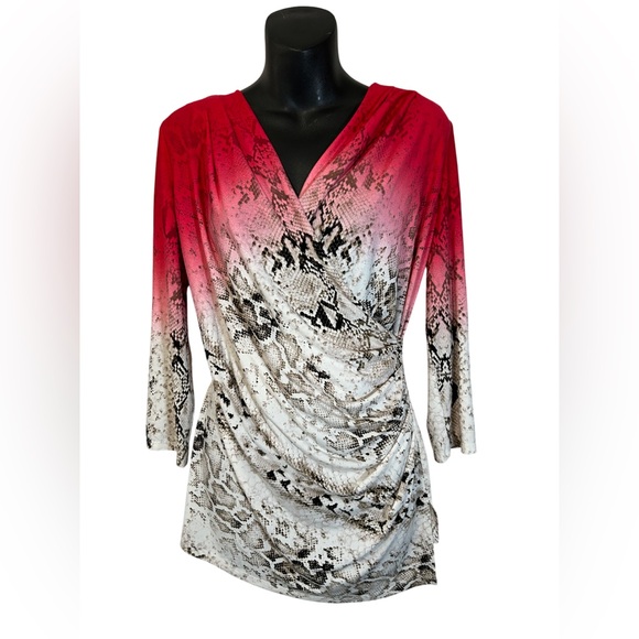 Calvin Klein Snake Print Faux Wrap Top Size Large - Picture 1 of 9